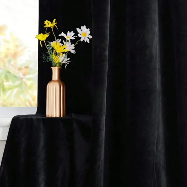 S2839e78cc5e143df8b3db8b8e53813326.webp Black Velvet Blackout Curtain – 150 × 250 cm
