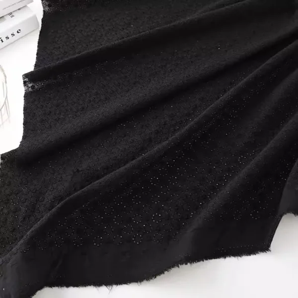 Black Cotton Eyelet Embroidery Fabric – 1 Yard
