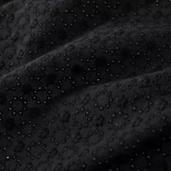 Black Cotton Eyelet Embroidery Fabric – 1 Yard