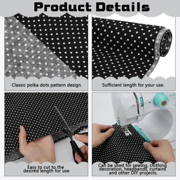 S6c05fc6773c54f58bc4f5ae64800e426t.webp Black & White Polka Dot Cotton Fabric – 1.09 Yard