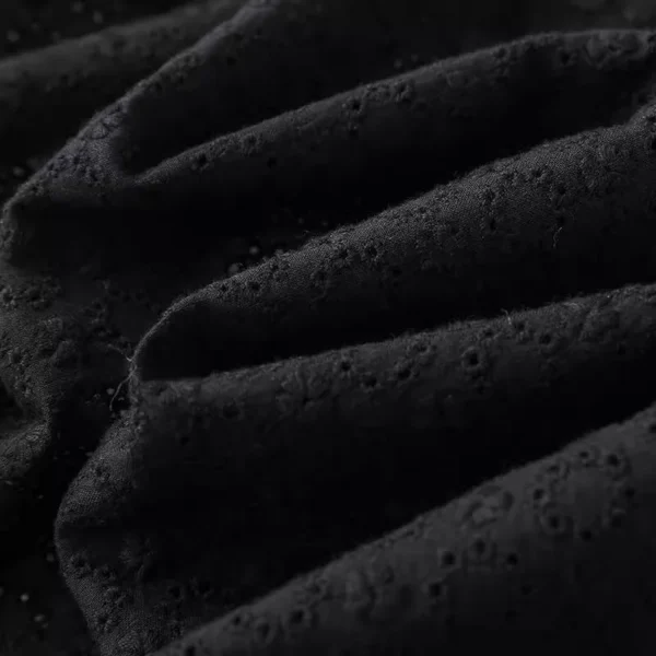 Black Cotton Eyelet Embroidery Fabric – 1 Yard