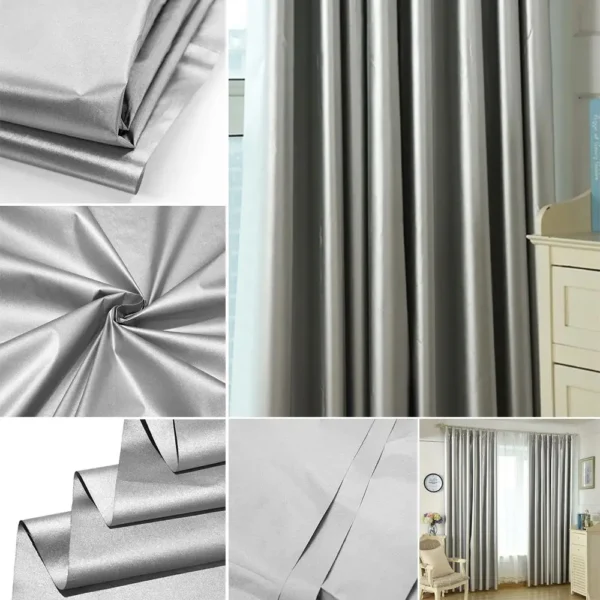 Sccad24a42bbe44818e6b5ff1442b7ba3v.webp Double-Sided Silver Blackout Curtain Fabric – 100 × 180 cm