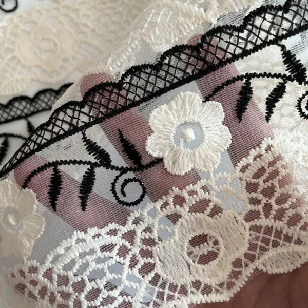 Floral Cotton Lace Embroidery Fabric – 90 × 130 cm