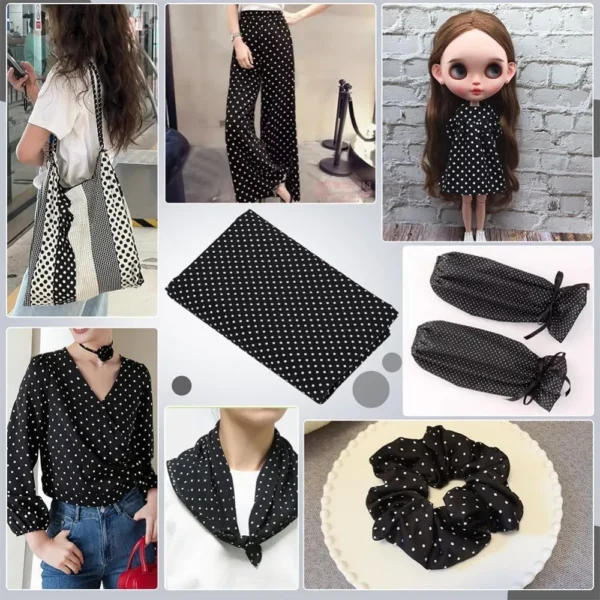 Sef0752a544274f42bb54ac05d6171d66C.webp Black & White Polka Dot Cotton Fabric – 1.09 Yard