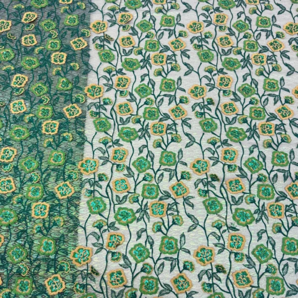 Premium Floral Embroidered Chiffon Lace Fabric – 5 Yards