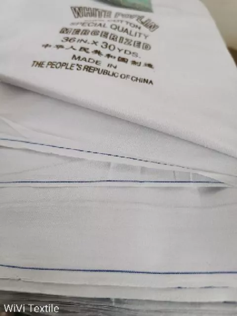 100% Cotton White Poplin Fabric – 30 Yards