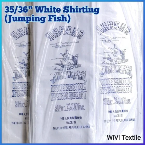 White 100% Cotton Shirting Fabric – 35/36" Wide