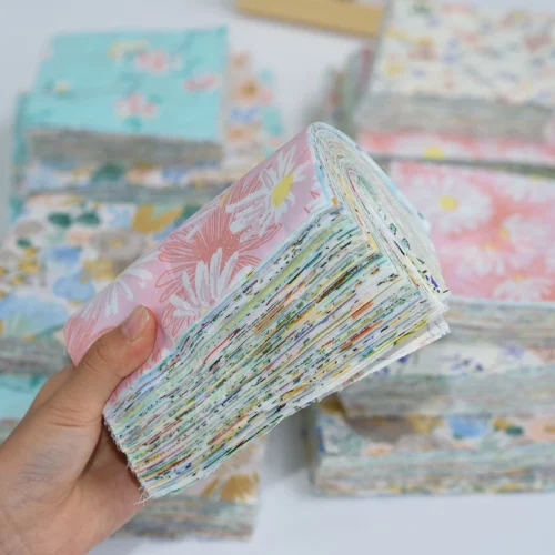 100% Cotton Floral Fabric Squares – 50-Piece Set