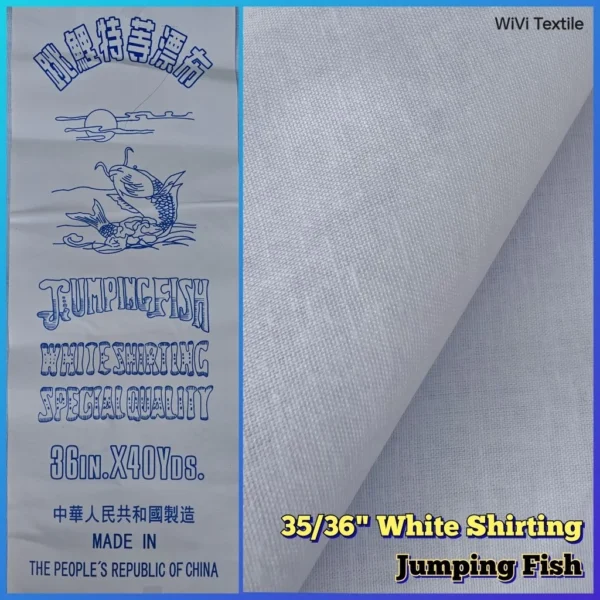White 100% Cotton Shirting Fabric – 35/36" Wide