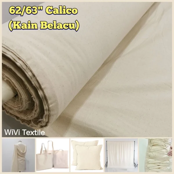 my-11134207-7rasm-mcf5ojqqgn9mf1.webp Unbleached Cotton Calico Muslin Fabric – 62/63" Wide