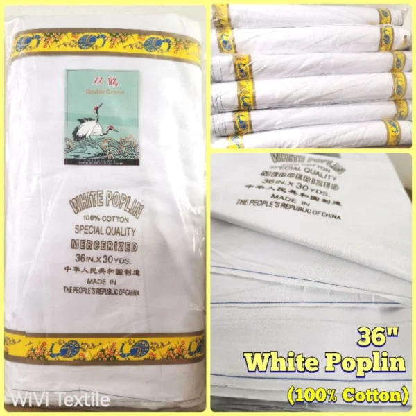 100% Cotton White Poplin Fabric – 30 Yards